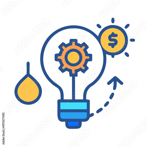 Lightbulb with gear inside representing idea monetization and business growth concept