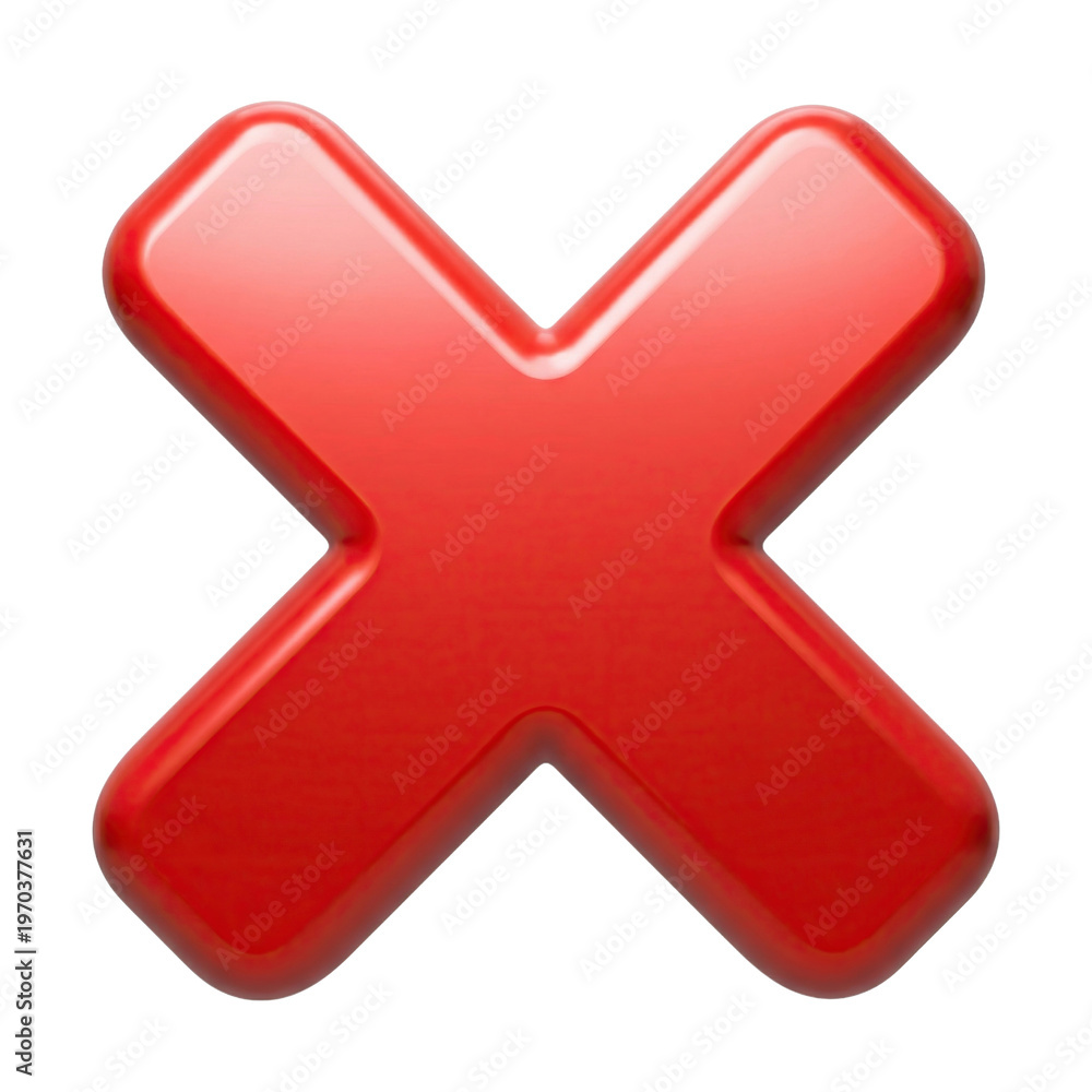 Obraz premium 3D red X mark icon (isolated on a transparent background)