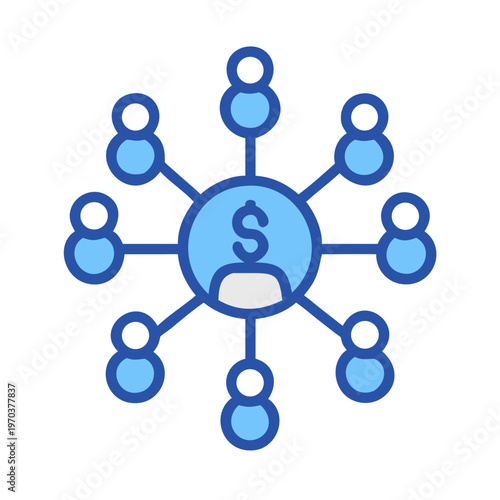 Network Marketing Icon Concept Depicting Referral Marketing with a Dollar Sign Representative