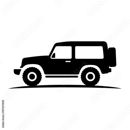 SUV icon. Black silhouette. Side view. Vector simple flat graphic illustration. Isolated object on a white background.