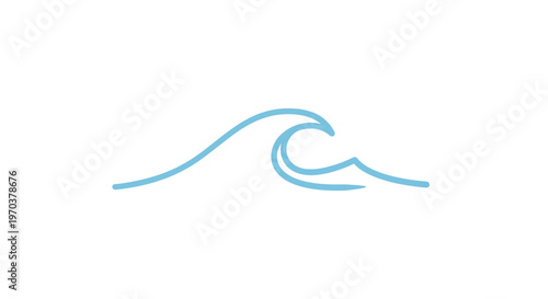 Teal ocean wave line art design.