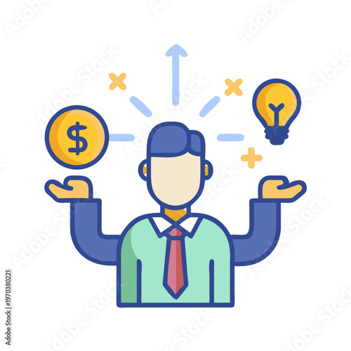 Conceptual illustration showcasing business idea generation and potential for monetary growth