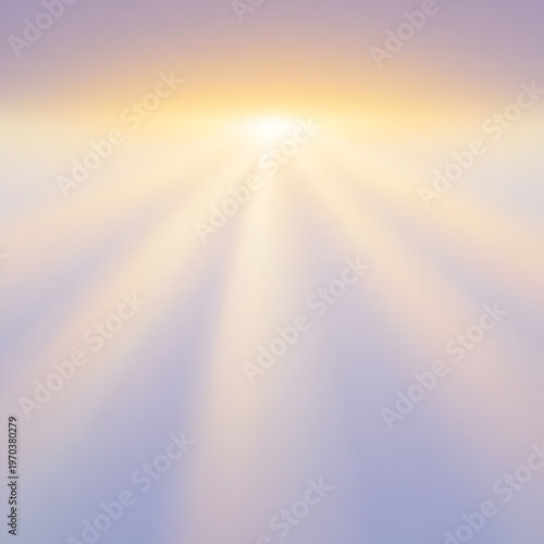 Golden sun rays spread horizontally across a pastel sky.