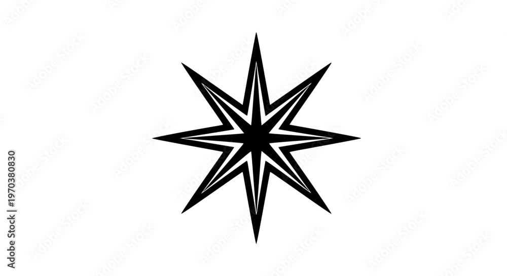 Fototapeta premium Anise star black white icon