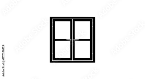 Sealing window frame black white icon