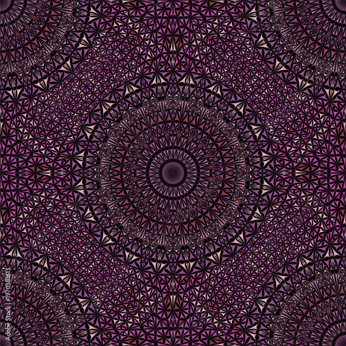 Boho oriental purple seamless kaleidoscope mandala pattern background - bohemian abstract vector art illustration