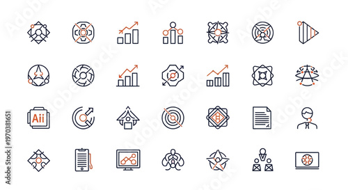 Business icons for finance and technology.