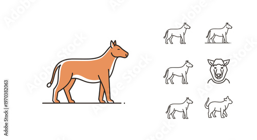 Dog in profile standing still.