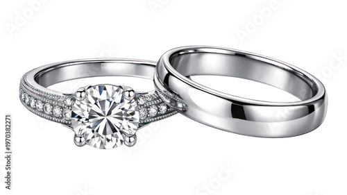 PNG Elegant diamond wedding rings set