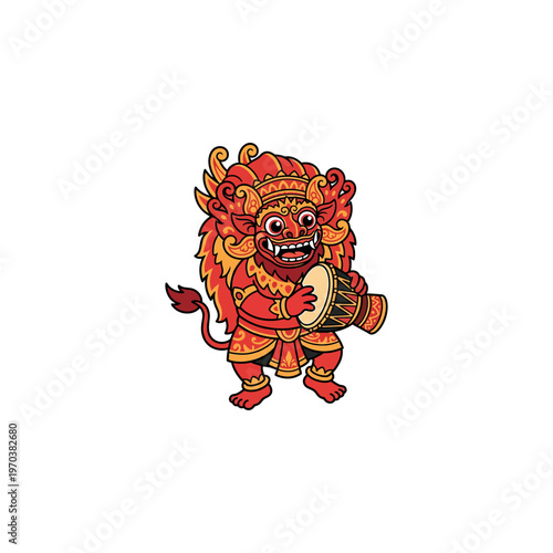 Traditional Chinese lion dance performer costume.