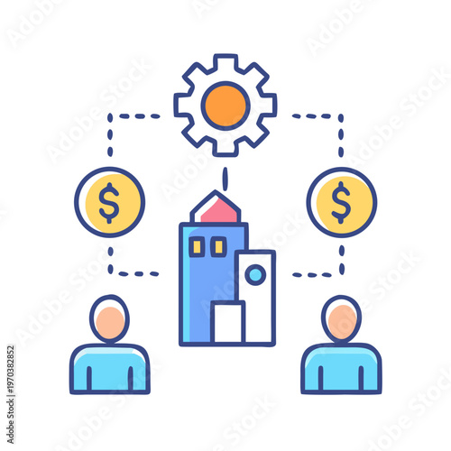 Financial transaction process between two investors and a business with mechanism of operation