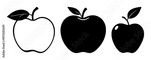 Apple teacher icon set with solid black outline on white background featuring teacher symbol, education, apple icon with educational and teaching elements