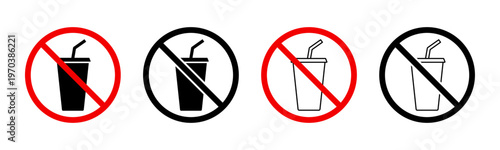 No drinks allowed sign icon set