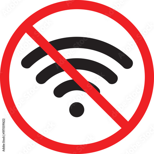 No Wi-Fi Zone: This image features a clear and concise visual representation of a restricted area, a symbol communicating the absence of wireless internet