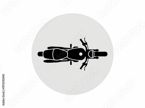 Motorcycle Shadow Vector Top View, Clean Black Motorcycle Silhouette Icon, Minimal Transportation Symbol, Flat High Contrast Design Element, Editable Vector Graphic for Maps, Navigation, Infographics 