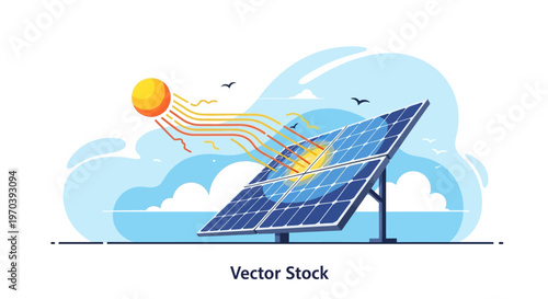 Solar panel converting sunlight into clean energy, illustrating renewable technology and environmental sustainability.