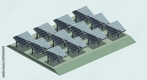 Solar panel array on green platform.