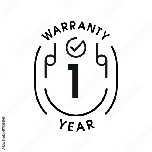 1 Year Warranty Badge for Product Quality Guarantee.