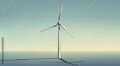 Wind turbine on the ocean horizon.