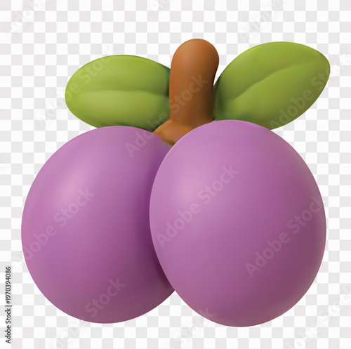 Autumn Harvest Vector Icon Set | 3D icon set | plums