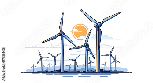 Wind turbines generating renewable energy.