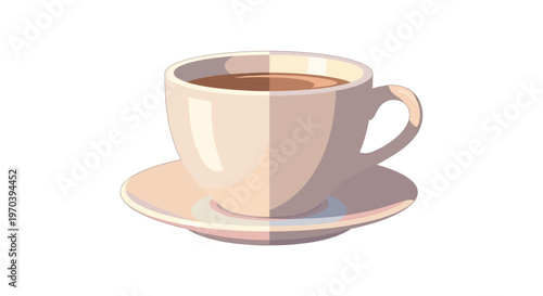 A cup of coffee on a saucer.