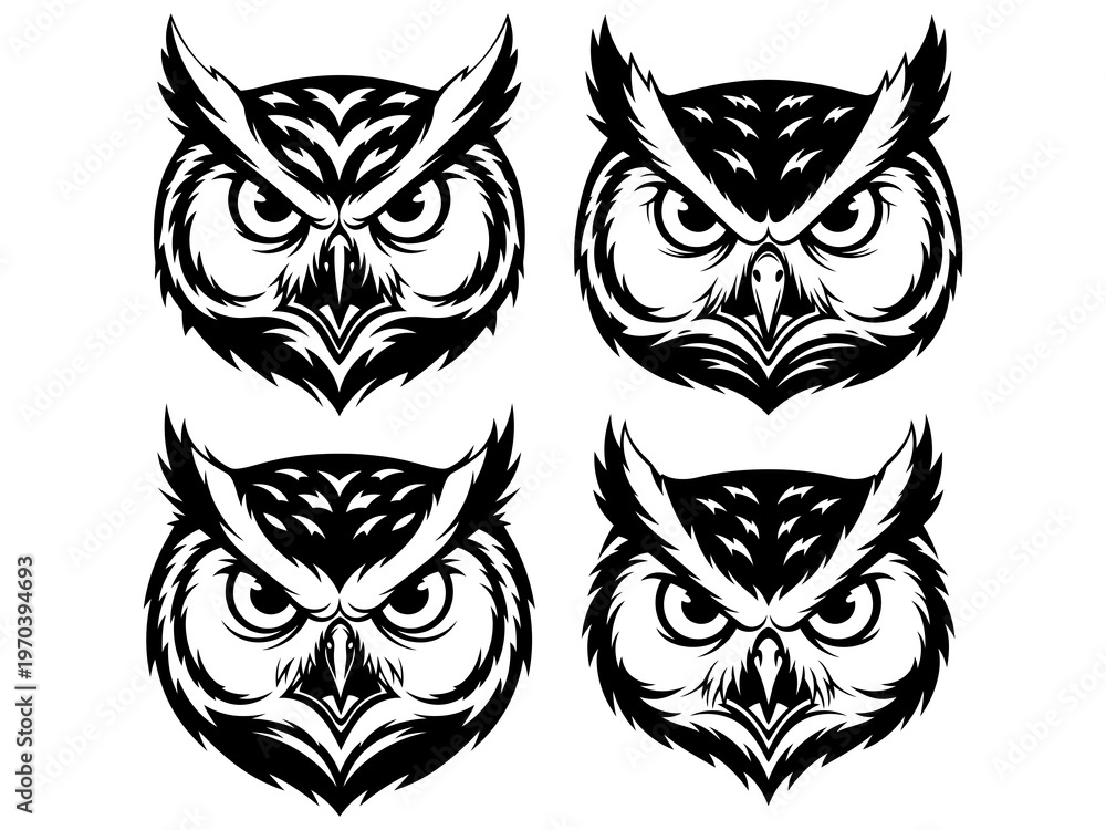 Obraz premium angry owl head vector illustration