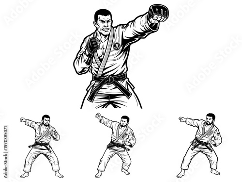 Male Ju-jitshu athlete mascot vector Illustration