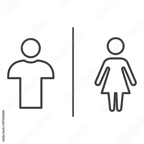 Simple black and white restroom icons depicting a male and female figure