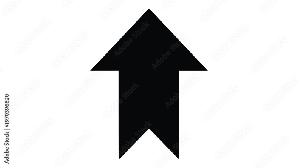 Fototapeta premium A simple black arrow pointing upwards against a white background