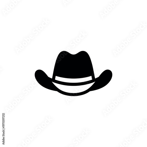 Black cowboy hat with wide brim.