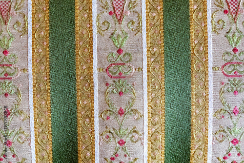 Colorful vintage upholstery fabric texture stripe pattern