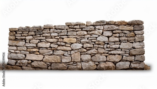 stone wall isolated on white background old ancient stone wall