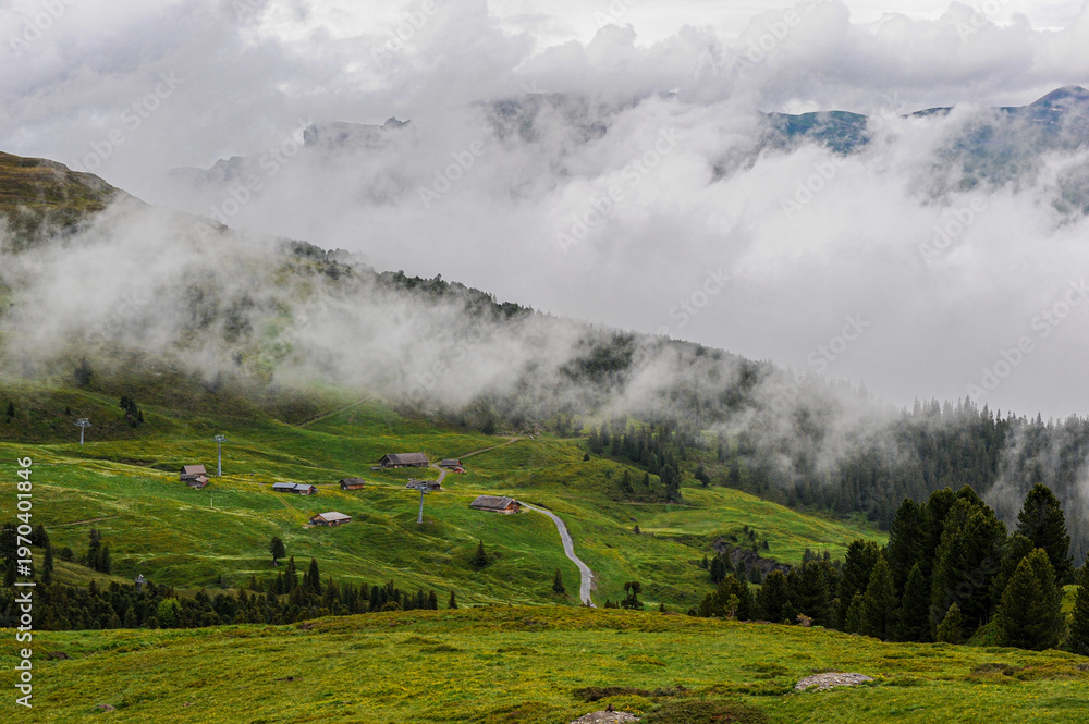 Fototapeta premium Dramatic clouds swirling around the Eiger North Face