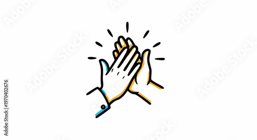 Hand Drawn High Five Hands Gesture Icon Vector Illustration