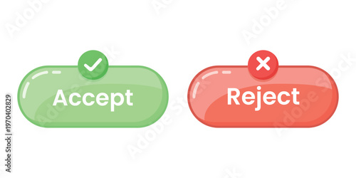 Decision Buttons: Accept and Reject: A clear visual representation of choice, with green Accept and red Reject buttons. The buttons are ideal for signifying a clear selection option.