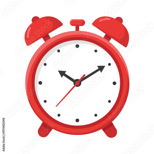 Red Alarm Clock: A close-up view of a classic red alarm clock, its hands poised, its face marked with clear numerals, and a sense of punctual time keeping.