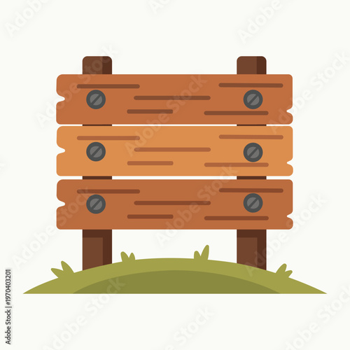 Wooden Sign Post: A charming wooden sign post stands firmly, ready to guide. with three horizontal planks and sturdy supports, it is perfect for display information