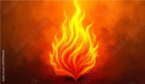 A fiery image of flames that dance vibrantly against a background. Evoking intense energy and raw power. The image is a visual display of burning energy.