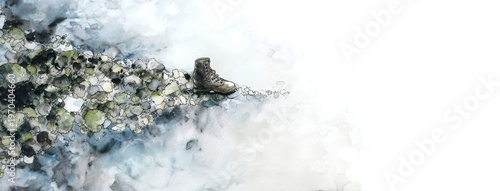 Empty Watercolor Paper Delicate Illustration Garden Shears Far Right