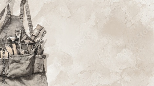 Wide Shot Watercolor Paper Rosemary Mint Pots Painting Negative