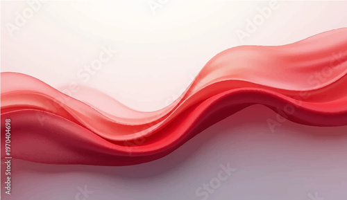 A graceful red wavy cloth or fabric art with dynamic flow that evokes a sense of movement and energy, The fluid motion and vibrant color.