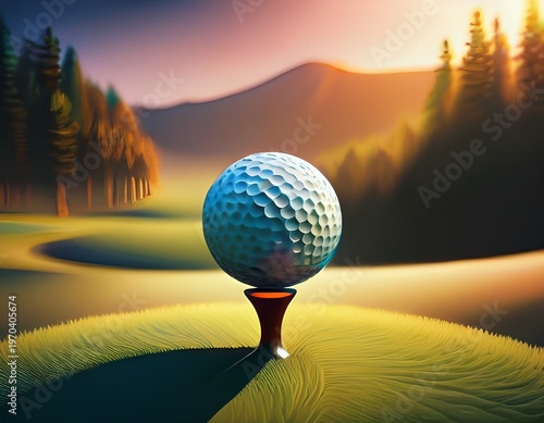 golf abstract conceptual artwork of a golf ball on a tee but the ball is replaced with a miniature globe3