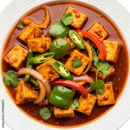 Delicious paneer tikka masala, Indian curry dish, spicy food, restaurant cuisine