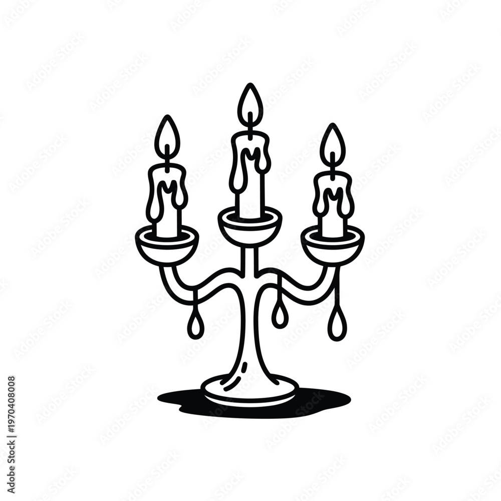 Fototapeta premium Melting Candles on Three Candleholder Illustration