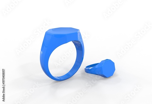 3D illustration of Signet ring on white background