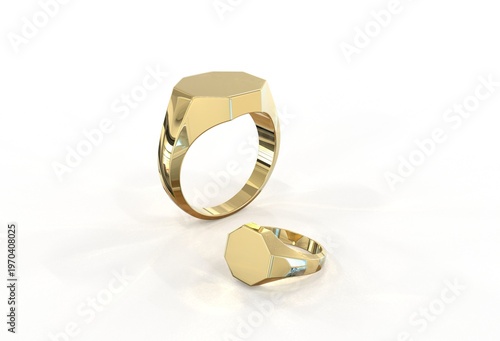 3D illustration of Signet ring on white background