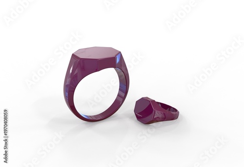 3D illustration of Signet ring on white background