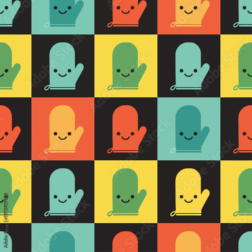 Cute Cartoon Oven Mitts Pattern.