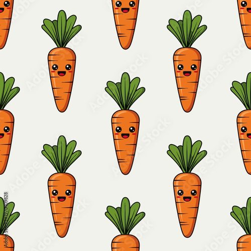 Cute Kawaii Carrots Seamless Pattern.